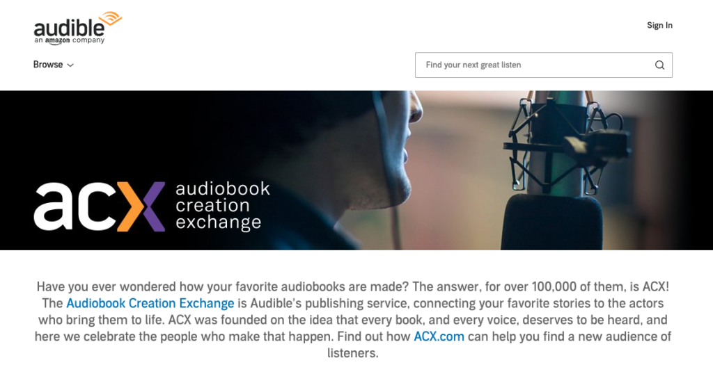 Once you are done recording your book, you can upload the audio file to ACX or other audiobook distributors