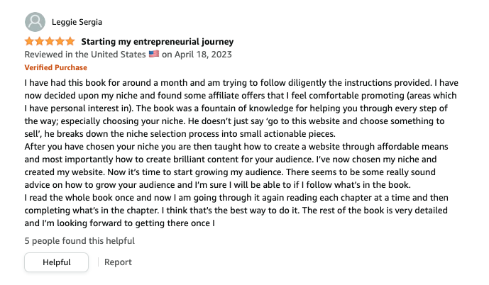 Top rated review on Amazon.com from a customer who bought this book