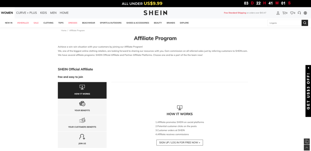 Unlike other affiliate programs, SHEIN offers up to 20% in commission rate for their affiliates
