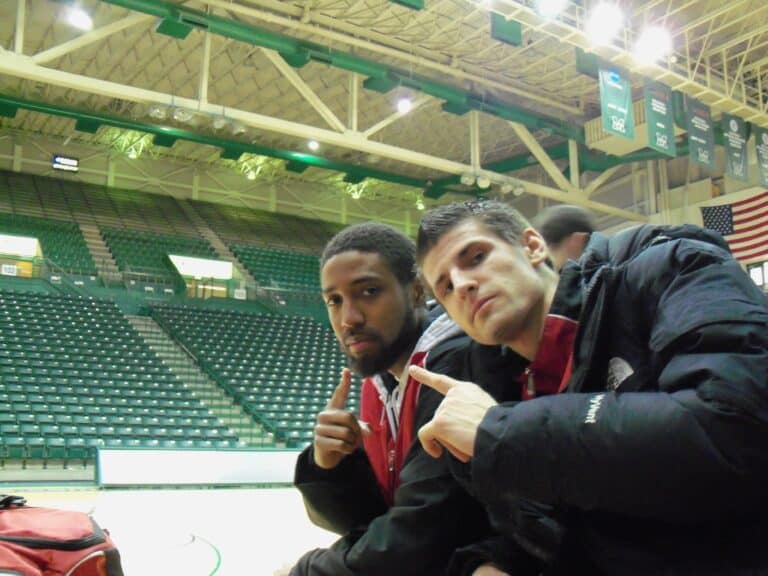 After a basketball game against Marshall University in West Virginia, USA