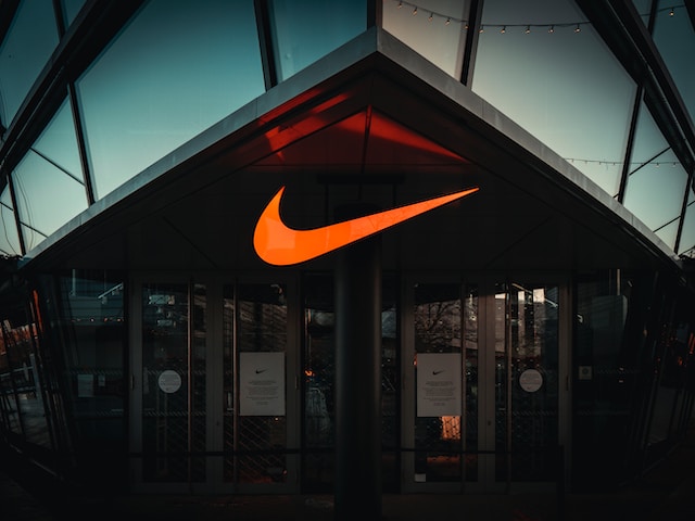 The Nike logo at one of their US stores